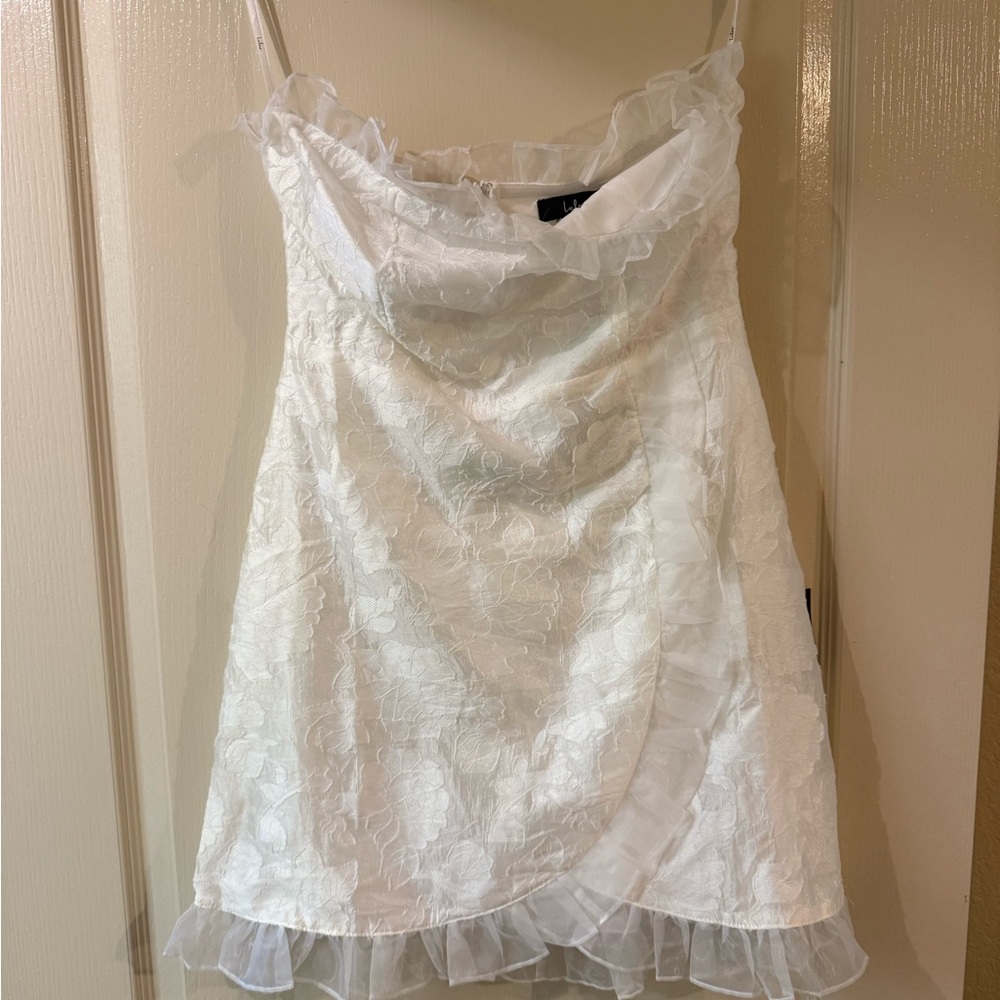 Lulu's White Floral Lace Wedding Dress